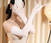 Seamless Sheer Stretchy Nylon Gloves Elbow Long Opera Party Velvet Cosplay Pantyhose for Hand Stockings (White) view 3