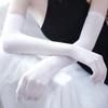Seamless Sheer Stretchy Nylon Gloves Elbow Long Opera Party Velvet Cosplay Pantyhose for Hand Stockings (White) view 4