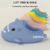 Jfxgjuv Sharklas Polares, Sharky Originales De Invierno, Shark Slides Winter, Winter Warm Cozy Plush Waterproof Non-Slip Cloud Shark Slides Slippers for Men Women (Blue Full,5.5-6 Women/4-4.5 Men) view 4