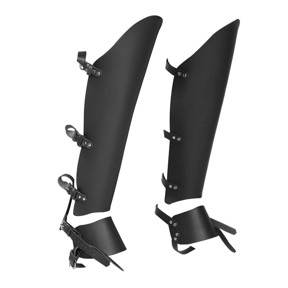 APLVFFZH Medieval Greaves Boots Shoes Cover for Knight Costume Accessory, Black, 45cmx22cm