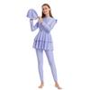 FYMNSI Women Muslim Swimsuits Modest Swimwear Islamic Burkini Full Body Cover Long Sleeve Muslim Swim Dress Top Swimming Pants Hijab 3PCS Rash Guard Sun Protection Surfing Wet Suits Light Purple S view 1