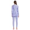FYMNSI Women Muslim Swimsuits Modest Swimwear Islamic Burkini Full Body Cover Long Sleeve Muslim Swim Dress Top Swimming Pants Hijab 3PCS Rash Guard Sun Protection Surfing Wet Suits Light Purple S view 4