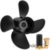 Qiclear Boat Propeller 13 x 17 4 Blades 48-8M8026590 Aluminium Propeller fit Mercury 40-140HP 2-Stroke & 4-Stroke Motos, 15 Spline Tooth,Hub Kits Included,RH view 1