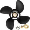 Qiclear Boat Propeller 13 x 17 4 Blades 48-8M8026590 Aluminium Propeller fit Mercury 40-140HP 2-Stroke & 4-Stroke Motos, 15 Spline Tooth,Hub Kits Included,RH view 2