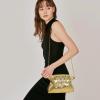 KKXIU Evening Clutch Purses for Women Shiny Metallic Solid Color Crossbody Bag with Chain Strap Elegant Party Wedding Handbag (Gold) view 3
