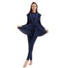 FYMNSI Women Muslim Swimsuits Modest Swimwear Islamic Burkini Full Body Cover Long Sleeve Muslim Swim Dress Top Swimming Pants Hijab 3PCS Rash Guard Surfing Wet Suits Sun Protection Navy Blue 3XL view 2