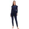 FYMNSI Women Muslim Swimsuits Modest Swimwear Islamic Burkini Full Body Cover Long Sleeve Muslim Swim Dress Top Swimming Pants Hijab 3PCS Rash Guard Surfing Wet Suits Sun Protection Navy Blue XL view 4