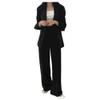 Legou Womens Korean-Style Plain Suit Long Sleeve Turn Down Collar Blazers Slimming Wide-Leg Pant Two-Piece Suit Black Blazer M view 1