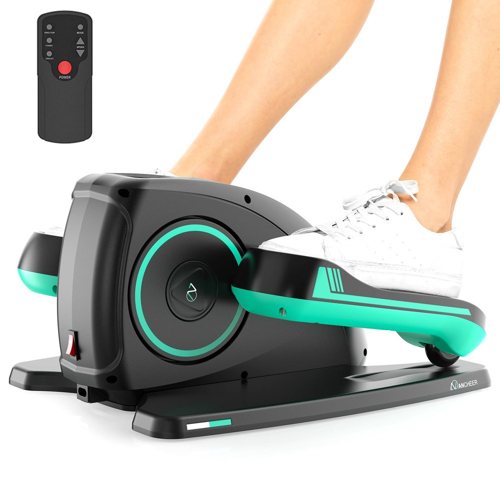 ANCHEER Under Desk Elliptical Machine - Quiet Pedal Exerciser for Seniors, Office & Home, Low-Impact Seated Leg Workout Equipment, Smart LCD Display, Remote Control(Blue)