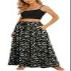 Yincro Women's Flowy Maxi Skirt Summer Pleated High Waisted Casual Long Skirts with Pockets (Rose Beige on Black, XL) view 1