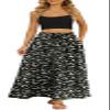 Yincro Women's Flowy Maxi Skirt Summer Pleated High Waisted Casual Long Skirts with Pockets (Rose Beige on Black, XL) view 2