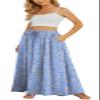 Yincro Women's Flowy Maxi Skirt Summer Pleated High Waisted Casual Long Skirts with Pockets (Blue White Flower, 2XL) view 1