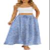 Yincro Women's Flowy Maxi Skirt Summer Pleated High Waisted Casual Long Skirts with Pockets (Blue White Flower, 2XL) view 3