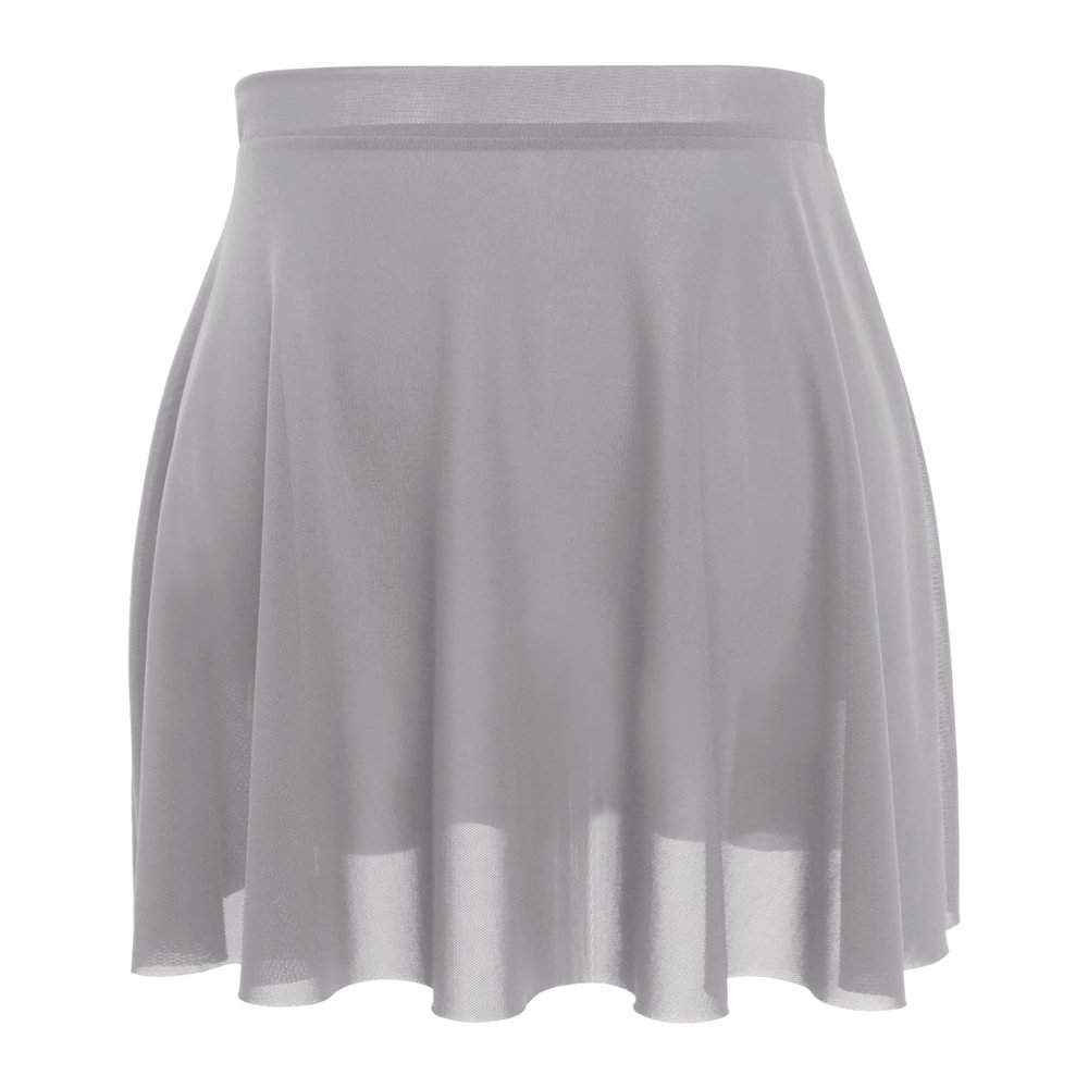 DanceDaily Women Dance Skirt Blue Soft Mesh Ballet Apparel Adult Short Skirt Semi-Opaque, Mini, Grey