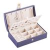 Aendu Jewelry Box-Synthetic Leather Jewel Cabinet Gift Case-Necklace Ring Storage Organizer Double Layer-for travel (Navy Blue) view 1