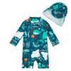 upandfast Infant Boy Swimsuit UPF 50+ Sun Protection Baby Boys' Swimwear One Piece Bathing Suit with Sun Hat (Green Whale, 6-9 Months) view 1