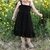 Pivanzore Mommy and Me Dresses Tie-Up Spaghetti Strap Dress Summer Long Dress Beach Mom Daughter Matching Outfits (Girl, 6 Years, Black) view 2