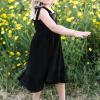 Pivanzore Mommy and Me Dresses Tie-Up Spaghetti Strap Dress Summer Long Dress Beach Mom Daughter Matching Outfits (Girl, 6 Years, Black) view 4