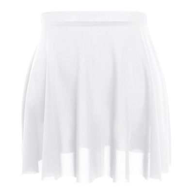 DanceDaily Pull on Ballet Skirt for Women White Dance Skirt Stretchy Soft Mesh Ballerina Apparel