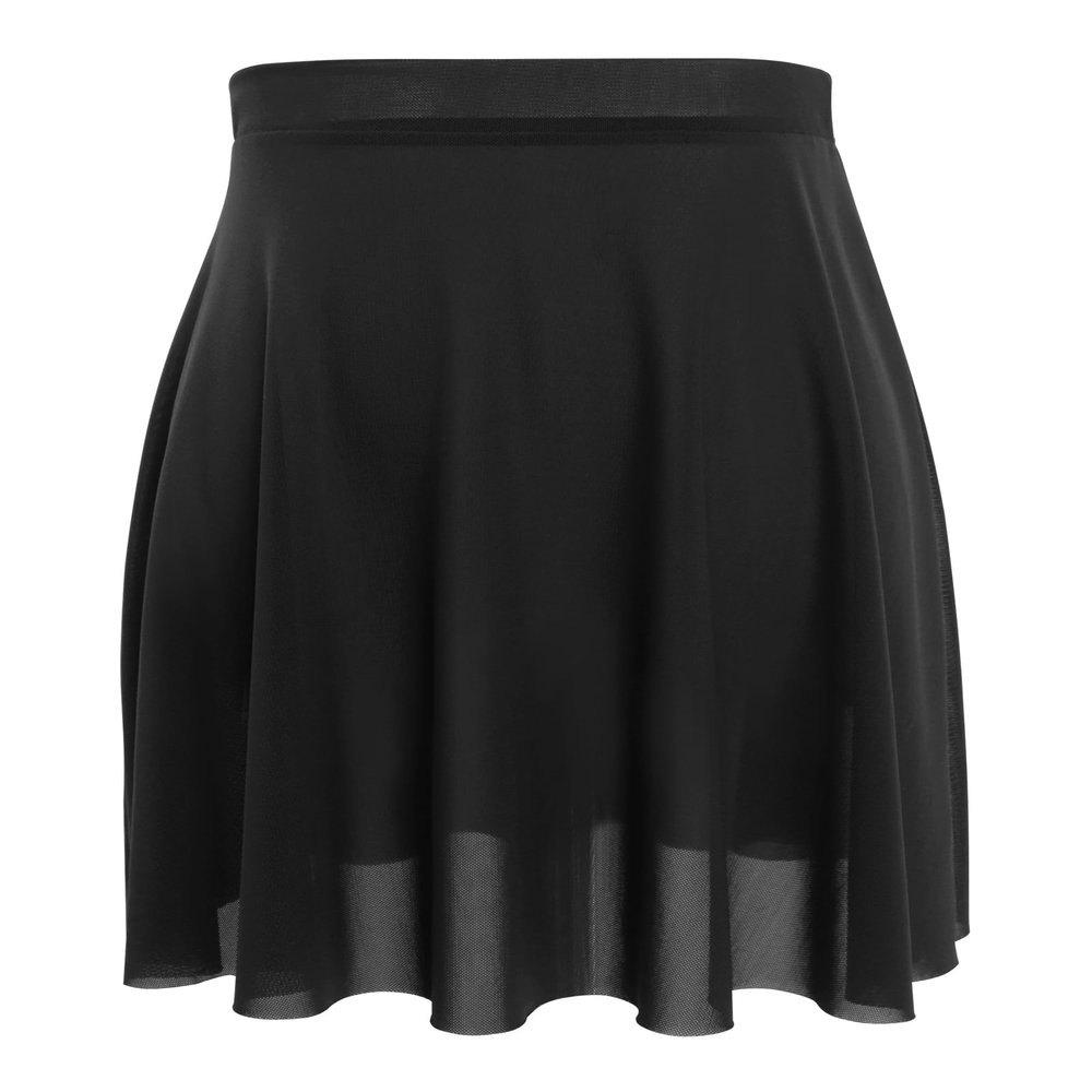 DanceDaily Women Pull on Ballet Skirt Soft Mesh Dance Skirt for Ballerinas, Dancer, Gymnastics Black
