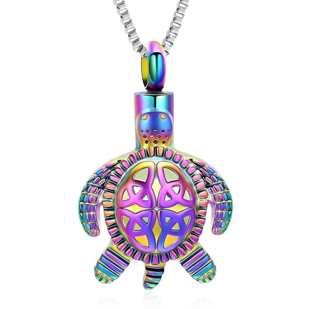 AIWENXI Sea Turtle Cremation Urn Necklace for Ashes Stainless Steel turtle Jewelry Human/Pet Ashes Necklaces Pendant keepsake Memorial Locket for Women Men Gifts