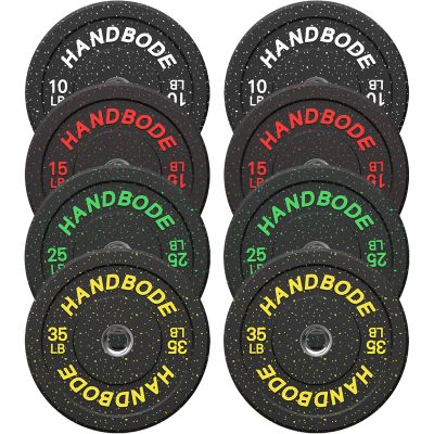 HANDBODE Bumper Plates High-Bounce Olympic Weight Plates, Colored crumb rubber plate for Weight Lifting and Strength Training 170LB