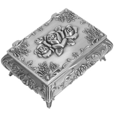 HOLIDYOYO Tabletop Jewelry Box Embossed Rose Design Compact Enameled Trinket Organizer for Necklaces and Keepsakes Elegant Storage for Home