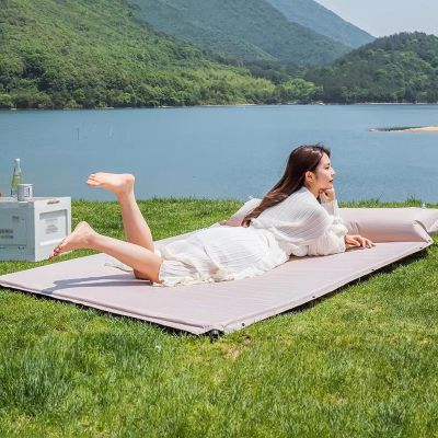 Walkervo Self Inflating Sleeping Pad for Camping Waterproof Inflatable Camping Mat Built-in Air Pillow Lightweight Inflatable Camping Mattress Pad for Car Camping Backpacking Hiking Camping Mat,Beige
