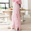 FQFGGYD Pants for Women Summer Y2K Wide Leg Pants Casual Cargo Pants Plaid Pajamas Side Strap Tie Baggy Pants Sweatpants view 3