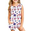 NineFit Basics Girls 4th of July Outfit Toddler Girls Sleeveless T-Shirt Top and Shorts Summer Patriotic Clothes (White, 3-4 Years) view 3