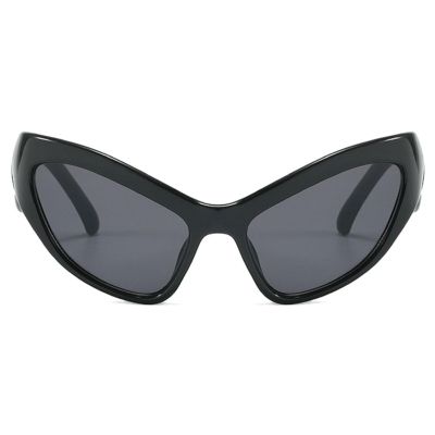 Y2K Style Sports Sunglasses Women Men Cat Eye Sun Glasses Fashion Mirror Eyewear Vintage Shades Eyeglasses (black)