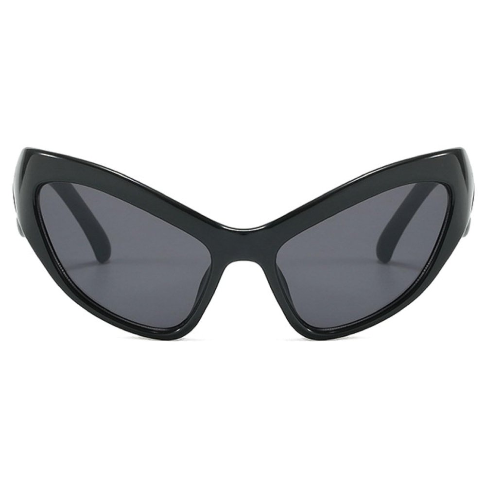 Y2K Style Sports Sunglasses Women Men Cat Eye Sun Glasses Fashion Mirror Eyewear Vintage Shades Eyeglasses (black)