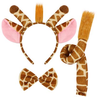 Aunifun Plush Animal Costume Set Animal Ears Horns Headband,Fancy Dress Cosplay Headbands for Halloween,Birthday,Christmas Party (Giraffe)