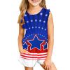 NineFit Basics Girls 4th of July Outfit Toddler Girls Sleeveless T-Shirt Top and Shorts Summer Patriotic Clothes (Blue, 11-12 Years) view 3