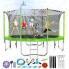 Lyromix Upgraded 12FT Trampoline with Lights, Large Outdoor Trampoline with Sprinkler,Basketball Hoop and Net, Capacity for 5-8 Kids and Adults, Apple Green view 1