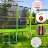 Lyromix Upgraded 12FT Trampoline with Lights, Large Outdoor Trampoline with Sprinkler,Basketball Hoop and Net, Capacity for 5-8 Kids and Adults, Apple Green view 2