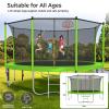 Lyromix Upgraded 12FT Trampoline with Lights, Large Outdoor Trampoline with Sprinkler,Basketball Hoop and Net, Capacity for 5-8 Kids and Adults, Apple Green view 4