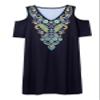 Womens Casual Cold Shoulder V Neck Short Sleeve Floral Print A-Line Midi Sundress Summer Beach Loose Stretchy Dresses view 3