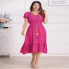 ABEWIP Women Mexican V Neck Floral Embroidery Ruffle Dress Short Puff Sleeve Spring Summer Cinco De Mayo Party Boho Casual Bridesmaid Peasant Dress Rose Red XXL view 3