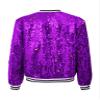 Jelory Kids Girls Sparkly Sequin Baseball Jacket Coat Long Sleeve Zip Up Outerwear Dancing Party Bomber Jackets Purple 14 Years view 4