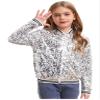 Jelory Kids Girls Sparkly Sequin Baseball Jacket Coat Long Sleeve Zip Up Outerwear Dancing Party Bomber Jackets Silver 6 Years view 3