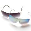 mincl Futuristic Rimless Y2K Sunglasses for Women Men Fashion Wrap Around Frame Trendy Shield Frameless Square Sunglasses (gray) view 3