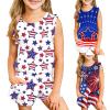 Girls 4th of July Outfit Toddler Girls Sleeveless T-Shirt Top and Shorts Summer Patriotic Clothes (White, 8-9 Years) view 1