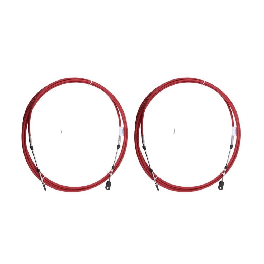 NyZyL 2pcs Universal Marine Throttle Control Cable for Boat Motor Outboard Engine Control Lever - 8 Foot 2.4 Meter (Red)