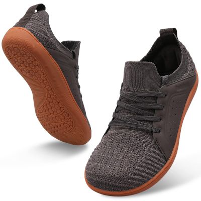relxfeet Men's Minimalist Walking Shoes Barefoot Wide Toe Zero Drop Sole Cross-Trainer Lightweight Slip-on Trail Running Sneakers Non Slip for Gym Fitness Jogging Wrestling Hiking Lifting Brown 14