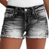 TACSTRUN Women's Ripped High Waisted Jean Shorts American Flag Frayed Raw Hem Casual Denim Shorts,Grey Flag#3,XX-Large