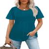 Womens T Shirts Dressy Casual Short Sleeve Cute Summer Tops for Teachers Pleated Front Vacation Outfits Women Blouses Teal L view 2