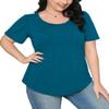 Womens T Shirts Dressy Casual Short Sleeve Cute Summer Tops for Teachers Pleated Front Vacation Outfits Women Blouses Teal L view 4