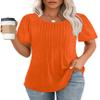 Womens Summer Tops Cute Solid Plain Short Sleeve Dressy Casual T Shirts Curved Hemline Shirts Women's Clothing Orange S view 1