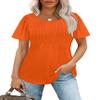 Womens Summer Tops Cute Solid Plain Short Sleeve Dressy Casual T Shirts Curved Hemline Shirts Women's Clothing Orange S view 2